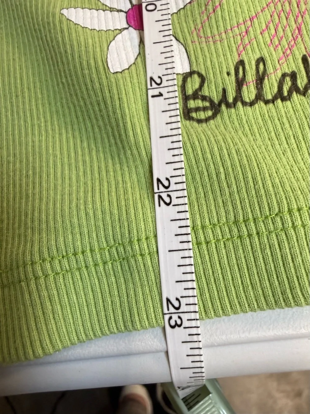 Vintage Billabong Ribbed Tank Top Floral Y2K Green Cotton Size L - Picture 8 of 9